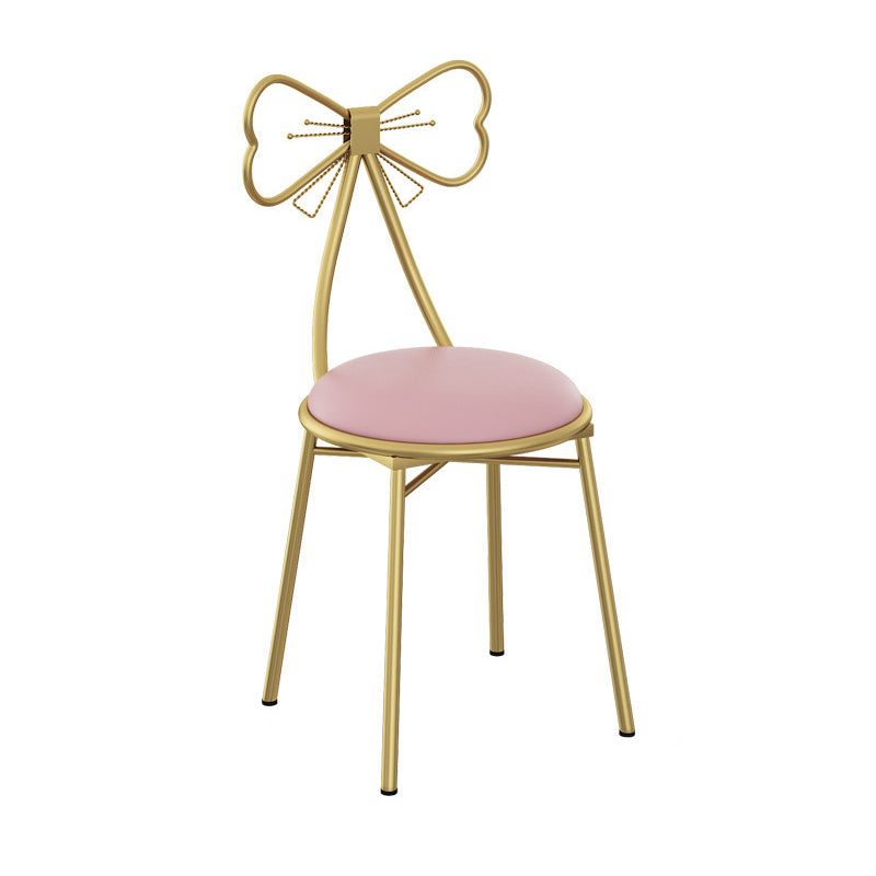 Glam Metal Armless Dining Chair Open Back Dining Side Chair for Restaurant Use Pink 1 Piece Clearhalo 'Dining Chairs' 'Dining Tables & Seating' 'dining_chair' 'furn' 'furn_dining_chair' 'Furniture' 'furniture_dining_chair' 'Kitchen & Dining Furniture' 4901171