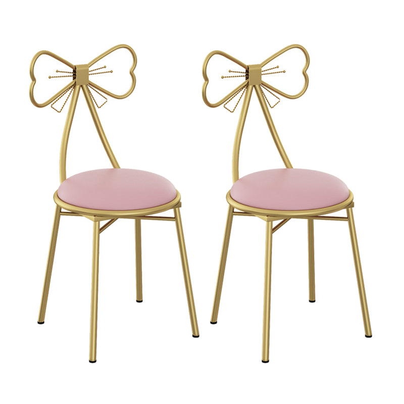 Glam Metal Armless Dining Chair Open Back Dining Side Chair for Restaurant Use Pink 2 Piece Set Clearhalo 'Dining Chairs' 'Dining Tables & Seating' 'dining_chair' 'furn' 'furn_dining_chair' 'Furniture' 'furniture_dining_chair' 'Kitchen & Dining Furniture' 4901172