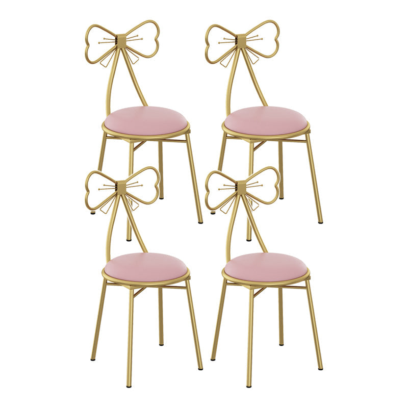 Glam Metal Armless Dining Chair Open Back Dining Side Chair for Restaurant Use Pink 4 Piece Set Clearhalo 'Dining Chairs' 'Dining Tables & Seating' 'dining_chair' 'furn' 'furn_dining_chair' 'Furniture' 'furniture_dining_chair' 'Kitchen & Dining Furniture' 4901173