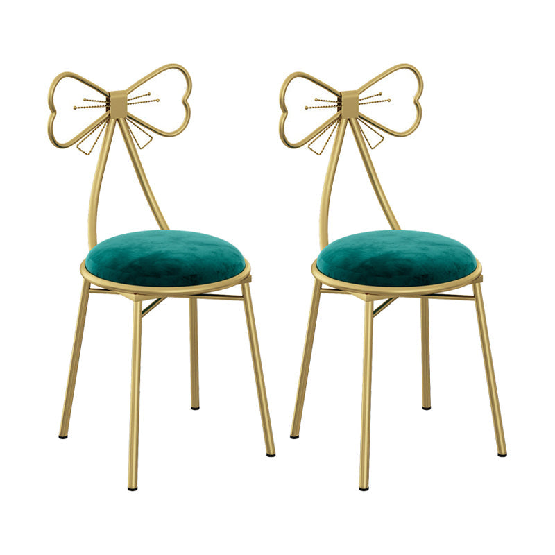 Glam Metal Armless Dining Chair Open Back Dining Side Chair for Restaurant Use Green 2 Piece Set Clearhalo 'Dining Chairs' 'Dining Tables & Seating' 'dining_chair' 'furn' 'furn_dining_chair' 'Furniture' 'furniture_dining_chair' 'Kitchen & Dining Furniture' 4901175