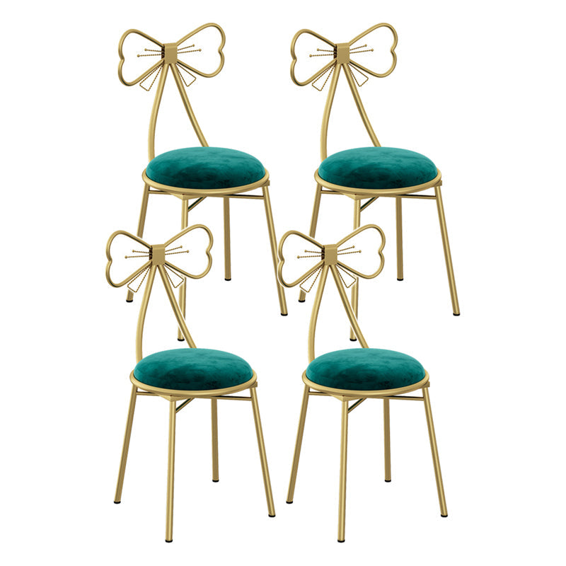 Glam Metal Armless Dining Chair Open Back Dining Side Chair for Restaurant Use Green 4 Piece Set Clearhalo 'Dining Chairs' 'Dining Tables & Seating' 'dining_chair' 'furn' 'furn_dining_chair' 'Furniture' 'furniture_dining_chair' 'Kitchen & Dining Furniture' 4901176