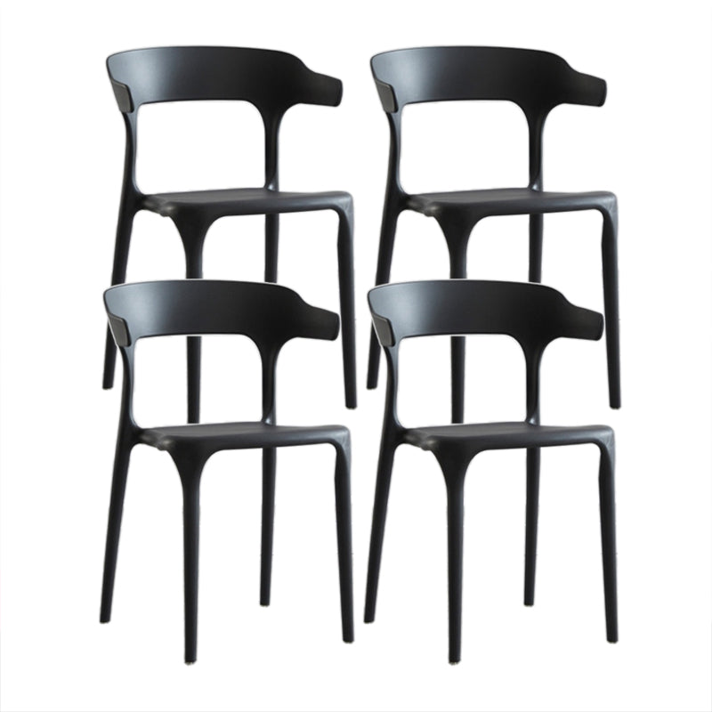 Contemporary Chair Dining Armless Chairs for Kitchen with Plastic Legs Black 4 Piece Set Clearhalo 'Dining Chairs' 'Dining Tables & Seating' 'dining_chair' 'furn' 'furn_dining_chair' 'Furniture' 'furniture_dining_chair' 'Kitchen & Dining Furniture' 4901179