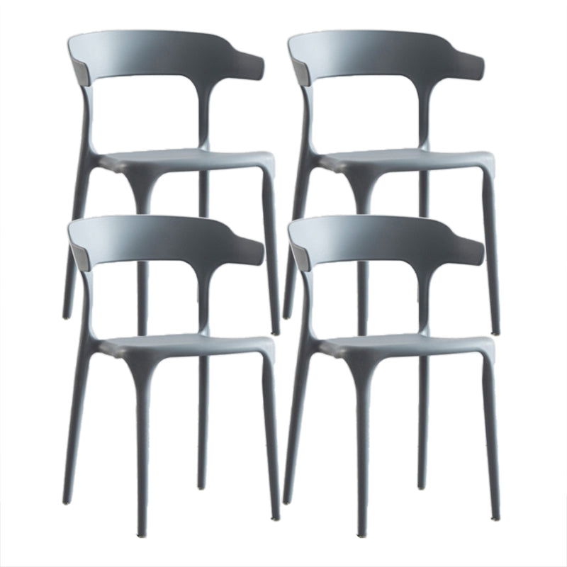 Contemporary Chair Dining Armless Chairs for Kitchen with Plastic Legs Grey 4 Piece Set Clearhalo 'Dining Chairs' 'Dining Tables & Seating' 'dining_chair' 'furn' 'furn_dining_chair' 'Furniture' 'furniture_dining_chair' 'Kitchen & Dining Furniture' 4901180