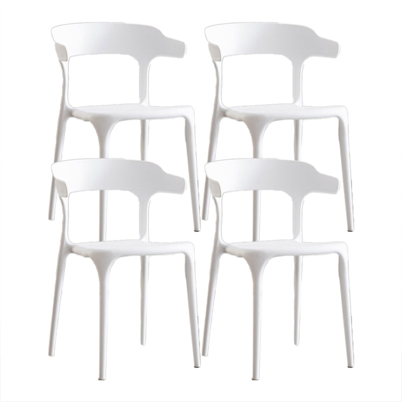 Contemporary Chair Dining Armless Chairs for Kitchen with Plastic Legs White 4 Piece Set Clearhalo 'Dining Chairs' 'Dining Tables & Seating' 'dining_chair' 'furn' 'furn_dining_chair' 'Furniture' 'furniture_dining_chair' 'Kitchen & Dining Furniture' 4901185