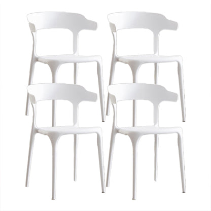 Contemporary Chair Dining Armless Chairs for Kitchen with Plastic Legs White 4 Piece Set Clearhalo 'Dining Chairs' 'Dining Tables & Seating' 'dining_chair' 'furn' 'furn_dining_chair' 'Furniture' 'furniture_dining_chair' 'Kitchen & Dining Furniture' 4901185