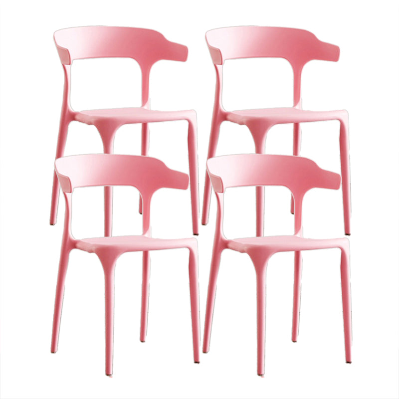 Contemporary Chair Dining Armless Chairs for Kitchen with Plastic Legs Pink 4 Piece Set Clearhalo 'Dining Chairs' 'Dining Tables & Seating' 'dining_chair' 'furn' 'furn_dining_chair' 'Furniture' 'furniture_dining_chair' 'Kitchen & Dining Furniture' 4901189