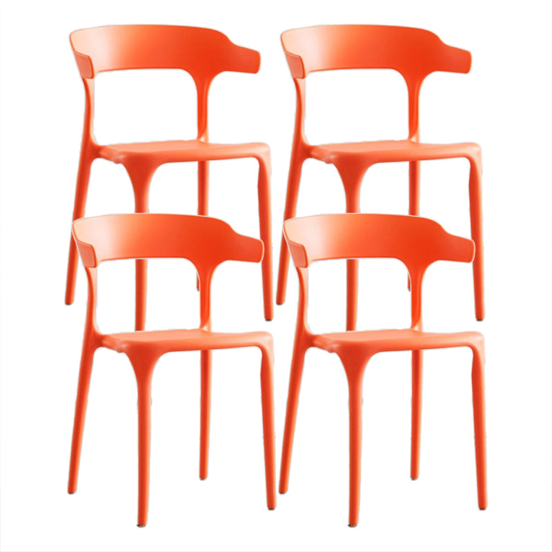 Contemporary Chair Dining Armless Chairs for Kitchen with Plastic Legs Orange 4 Piece Set Clearhalo 'Dining Chairs' 'Dining Tables & Seating' 'dining_chair' 'furn' 'furn_dining_chair' 'Furniture' 'furniture_dining_chair' 'Kitchen & Dining Furniture' 4901191