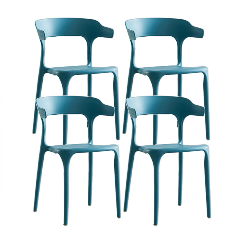 Contemporary Chair Dining Armless Chairs for Kitchen with Plastic Legs Blue 4 Piece Set Clearhalo 'Dining Chairs' 'Dining Tables & Seating' 'dining_chair' 'furn' 'furn_dining_chair' 'Furniture' 'furniture_dining_chair' 'Kitchen & Dining Furniture' 4901193