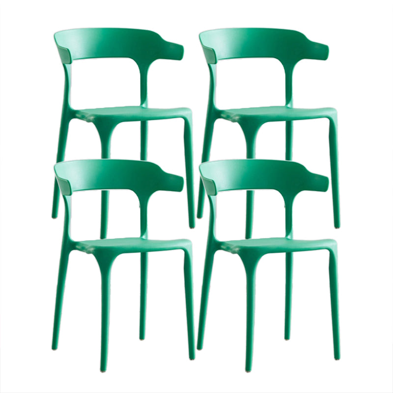 Contemporary Chair Dining Armless Chairs for Kitchen with Plastic Legs Green 4 Piece Set Clearhalo 'Dining Chairs' 'Dining Tables & Seating' 'dining_chair' 'furn' 'furn_dining_chair' 'Furniture' 'furniture_dining_chair' 'Kitchen & Dining Furniture' 4901197