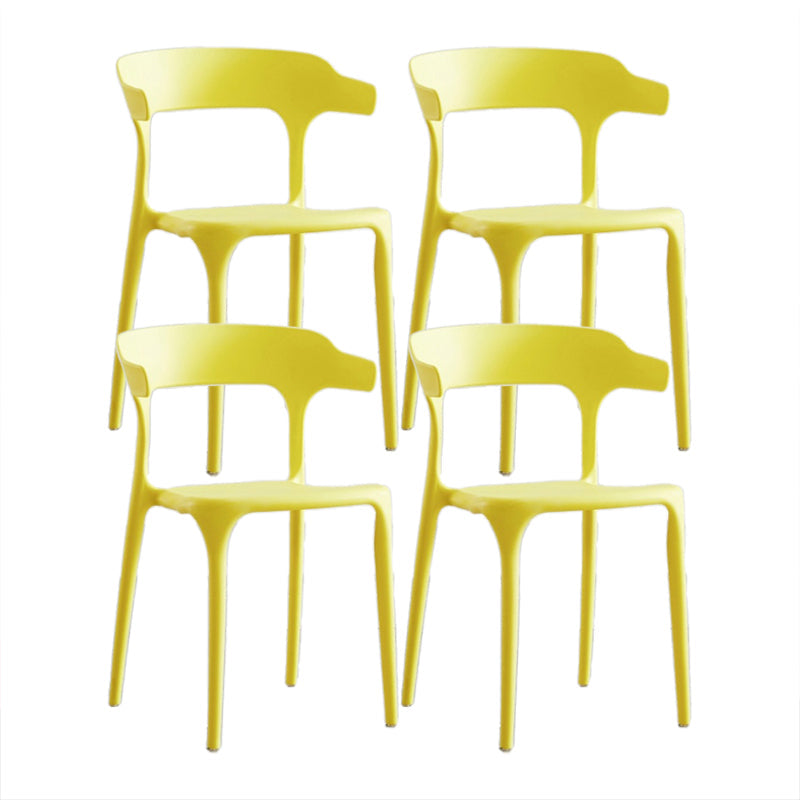 Contemporary Chair Dining Armless Chairs for Kitchen with Plastic Legs Lemon Yellow 4 Piece Set Clearhalo 'Dining Chairs' 'Dining Tables & Seating' 'dining_chair' 'furn' 'furn_dining_chair' 'Furniture' 'furniture_dining_chair' 'Kitchen & Dining Furniture' 4901199