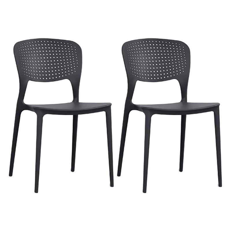 Minimalist Style Plastic Stacking Dining Chair Open Back Dining Side Chair Black 2 Piece Set Clearhalo 'Dining Chairs' 'Dining Tables & Seating' 'dining_chair' 'furn' 'furn_dining_chair' 'Furniture' 'furniture_dining_chair' 'Kitchen & Dining Furniture' 4901202