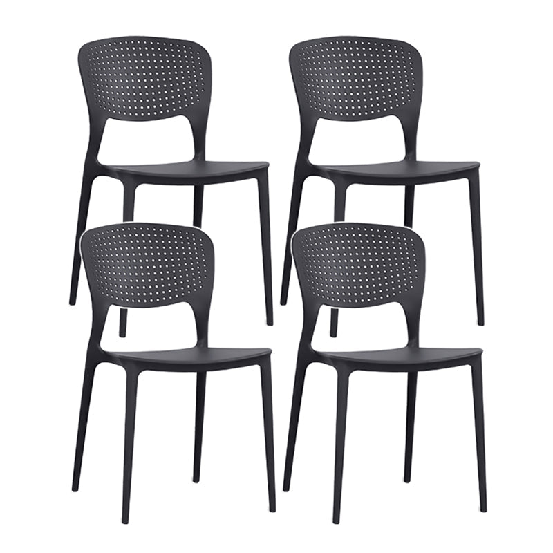 Minimalist Style Plastic Stacking Dining Chair Open Back Dining Side Chair Black 4 Piece Set Clearhalo 'Dining Chairs' 'Dining Tables & Seating' 'dining_chair' 'furn' 'furn_dining_chair' 'Furniture' 'furniture_dining_chair' 'Kitchen & Dining Furniture' 4901203