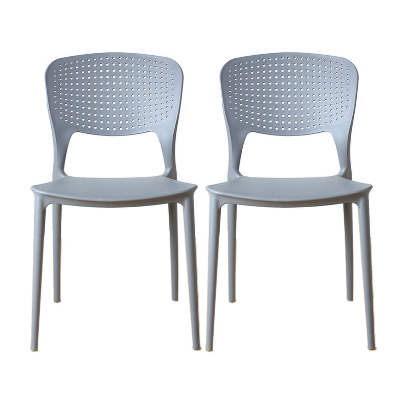 Minimalist Style Plastic Stacking Dining Chair Open Back Dining Side Chair Grey 2 Piece Set Clearhalo 'Dining Chairs' 'Dining Tables & Seating' 'dining_chair' 'furn' 'furn_dining_chair' 'Furniture' 'furniture_dining_chair' 'Kitchen & Dining Furniture' 4901206