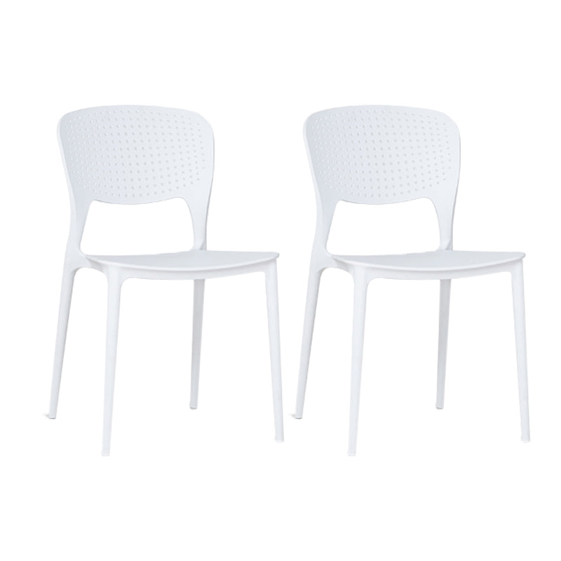 Minimalist Style Plastic Stacking Dining Chair Open Back Dining Side Chair White 2 Piece Set Clearhalo 'Dining Chairs' 'Dining Tables & Seating' 'dining_chair' 'furn' 'furn_dining_chair' 'Furniture' 'furniture_dining_chair' 'Kitchen & Dining Furniture' 4901210