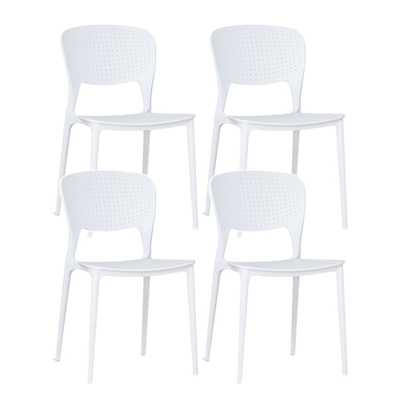 Minimalist Style Plastic Stacking Dining Chair Open Back Dining Side Chair White 4 Piece Set Clearhalo 'Dining Chairs' 'Dining Tables & Seating' 'dining_chair' 'furn' 'furn_dining_chair' 'Furniture' 'furniture_dining_chair' 'Kitchen & Dining Furniture' 4901212