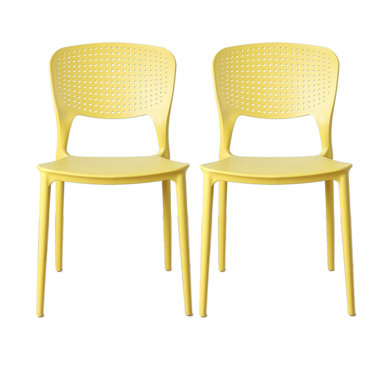 Minimalist Style Plastic Stacking Dining Chair Open Back Dining Side Chair Yellow 2 Piece Set Clearhalo 'Dining Chairs' 'Dining Tables & Seating' 'dining_chair' 'furn' 'furn_dining_chair' 'Furniture' 'furniture_dining_chair' 'Kitchen & Dining Furniture' 4901214