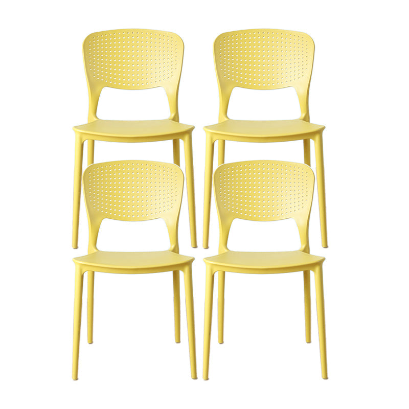 Minimalist Style Plastic Stacking Dining Chair Open Back Dining Side Chair Yellow 4 Piece Set Clearhalo 'Dining Chairs' 'Dining Tables & Seating' 'dining_chair' 'furn' 'furn_dining_chair' 'Furniture' 'furniture_dining_chair' 'Kitchen & Dining Furniture' 4901216
