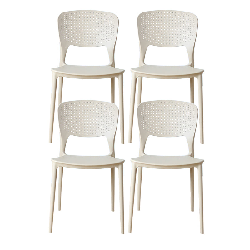 Minimalist Style Plastic Stacking Dining Chair Open Back Dining Side Chair Camel 4 Piece Set Clearhalo 'Dining Chairs' 'Dining Tables & Seating' 'dining_chair' 'furn' 'furn_dining_chair' 'Furniture' 'furniture_dining_chair' 'Kitchen & Dining Furniture' 4901219