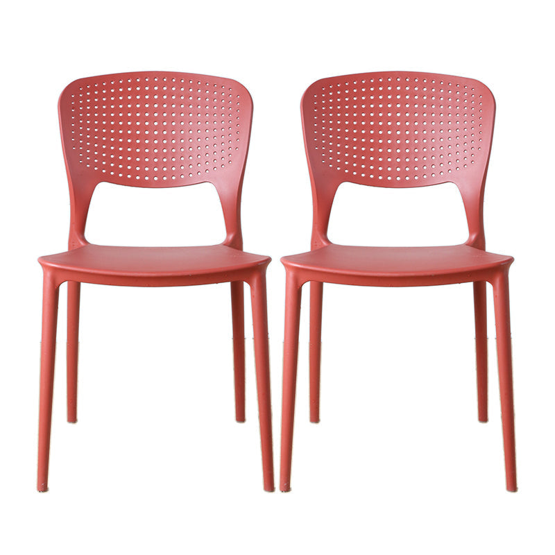 Minimalist Style Plastic Stacking Dining Chair Open Back Dining Side Chair Burgundy 2 Piece Set Clearhalo 'Dining Chairs' 'Dining Tables & Seating' 'dining_chair' 'furn' 'furn_dining_chair' 'Furniture' 'furniture_dining_chair' 'Kitchen & Dining Furniture' 4901220
