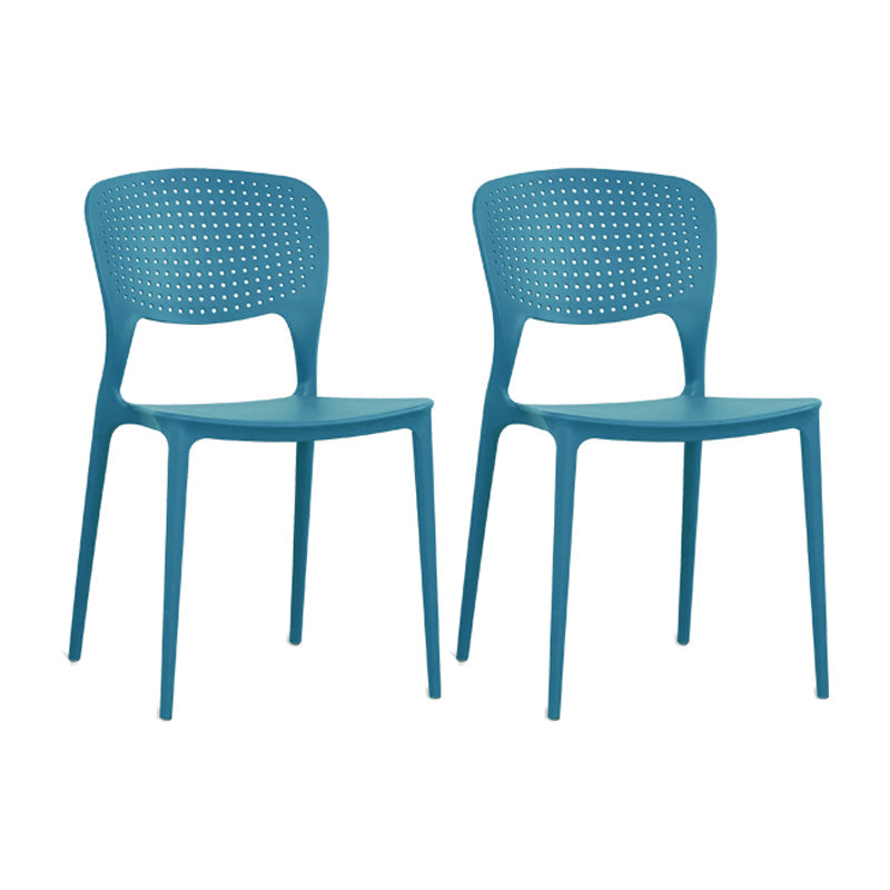 Minimalist Style Plastic Stacking Dining Chair Open Back Dining Side Chair Peacock Blue 2 Piece Set Clearhalo 'Dining Chairs' 'Dining Tables & Seating' 'dining_chair' 'furn' 'furn_dining_chair' 'Furniture' 'furniture_dining_chair' 'Kitchen & Dining Furniture' 4901222