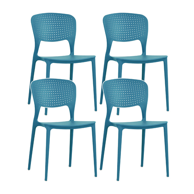 Minimalist Style Plastic Stacking Dining Chair Open Back Dining Side Chair Peacock Blue 4 Piece Set Clearhalo 'Dining Chairs' 'Dining Tables & Seating' 'dining_chair' 'furn' 'furn_dining_chair' 'Furniture' 'furniture_dining_chair' 'Kitchen & Dining Furniture' 4901223