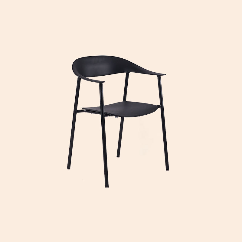 Scandinavian Style Plastic Arm Chair Open Back Dining Side Chair Black 1 Piece Clearhalo 'Dining Chairs' 'Dining Tables & Seating' 'dining_chair' 'furn' 'furn_dining_chair' 'Furniture' 'furniture_dining_chair' 'Kitchen & Dining Furniture' 4901226