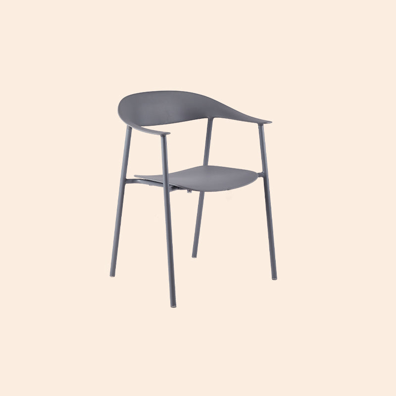 Scandinavian Style Plastic Arm Chair Open Back Dining Side Chair Grey 1 Piece Clearhalo 'Dining Chairs' 'Dining Tables & Seating' 'dining_chair' 'furn' 'furn_dining_chair' 'Furniture' 'furniture_dining_chair' 'Kitchen & Dining Furniture' 4901227