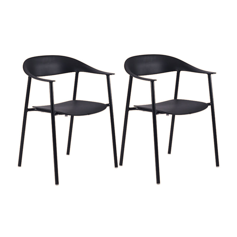 Scandinavian Style Plastic Arm Chair Open Back Dining Side Chair Black 2 Piece Set Clearhalo 'Dining Chairs' 'Dining Tables & Seating' 'dining_chair' 'furn' 'furn_dining_chair' 'Furniture' 'furniture_dining_chair' 'Kitchen & Dining Furniture' 4901229