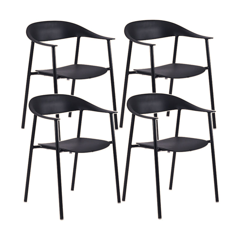Scandinavian Style Plastic Arm Chair Open Back Dining Side Chair Black 4 Piece Set Clearhalo 'Dining Chairs' 'Dining Tables & Seating' 'dining_chair' 'furn' 'furn_dining_chair' 'Furniture' 'furniture_dining_chair' 'Kitchen & Dining Furniture' 4901232