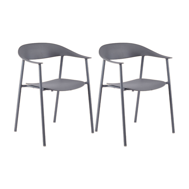 Scandinavian Style Plastic Arm Chair Open Back Dining Side Chair Grey 2 Piece Set Clearhalo 'Dining Chairs' 'Dining Tables & Seating' 'dining_chair' 'furn' 'furn_dining_chair' 'Furniture' 'furniture_dining_chair' 'Kitchen & Dining Furniture' 4901234