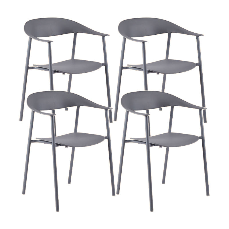 Scandinavian Style Plastic Arm Chair Open Back Dining Side Chair Grey 4 Piece Set Clearhalo 'Dining Chairs' 'Dining Tables & Seating' 'dining_chair' 'furn' 'furn_dining_chair' 'Furniture' 'furniture_dining_chair' 'Kitchen & Dining Furniture' 4901236