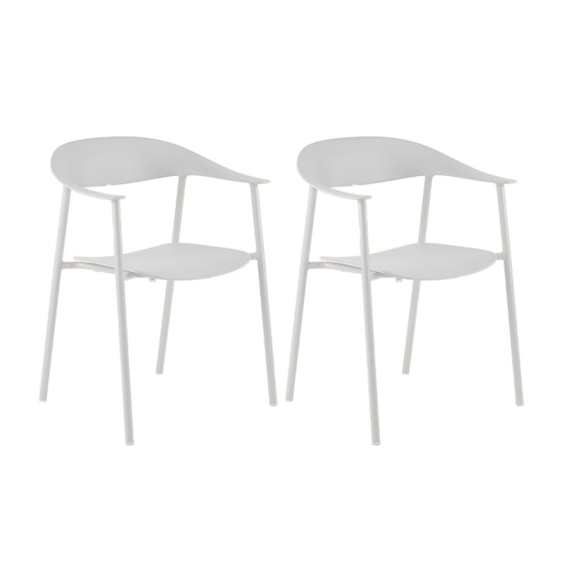 Scandinavian Style Plastic Arm Chair Open Back Dining Side Chair White 2 Piece Set Clearhalo 'Dining Chairs' 'Dining Tables & Seating' 'dining_chair' 'furn' 'furn_dining_chair' 'Furniture' 'furniture_dining_chair' 'Kitchen & Dining Furniture' 4901238
