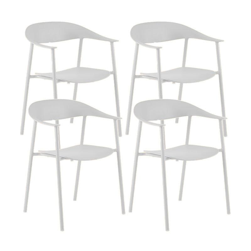 Scandinavian Style Plastic Arm Chair Open Back Dining Side Chair White 4 Piece Set Clearhalo 'Dining Chairs' 'Dining Tables & Seating' 'dining_chair' 'furn' 'furn_dining_chair' 'Furniture' 'furniture_dining_chair' 'Kitchen & Dining Furniture' 4901240