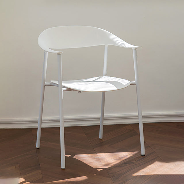 Scandinavian Style Plastic Arm Chair Open Back Dining Side Chair White 1 Piece Clearhalo 'Dining Chairs' 'Dining Tables & Seating' 'dining_chair' 'furn' 'furn_dining_chair' 'Furniture' 'furniture_dining_chair' 'Kitchen & Dining Furniture' 4901242