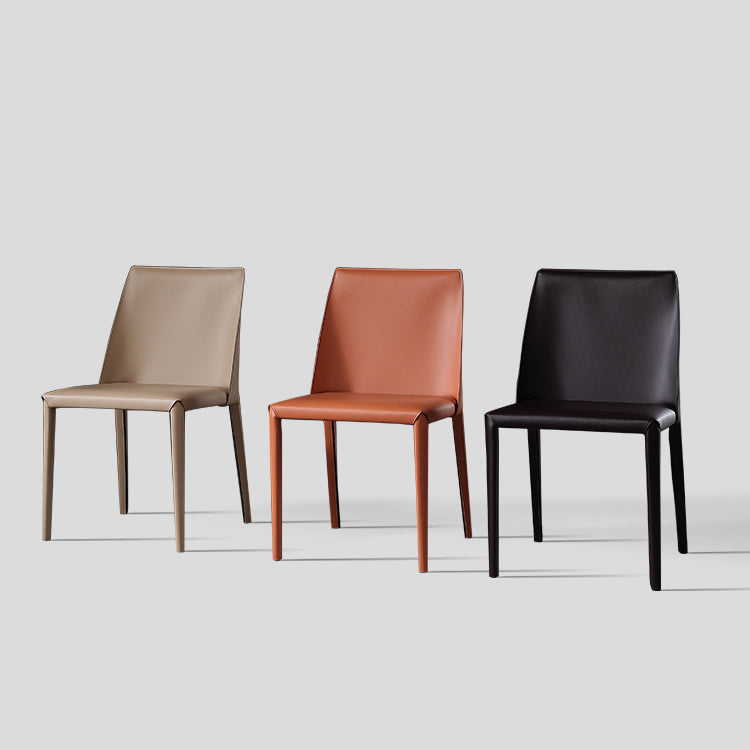 Minimalist Armless Solid Back Chair for Home Use Leather Dining Side Chair Clearhalo 'Dining Chairs' 'Dining Tables & Seating' 'dining_chair' 'furn' 'furn_dining_chair' 'Furniture' 'furniture_dining_chair' 'Kitchen & Dining Furniture' 4901250