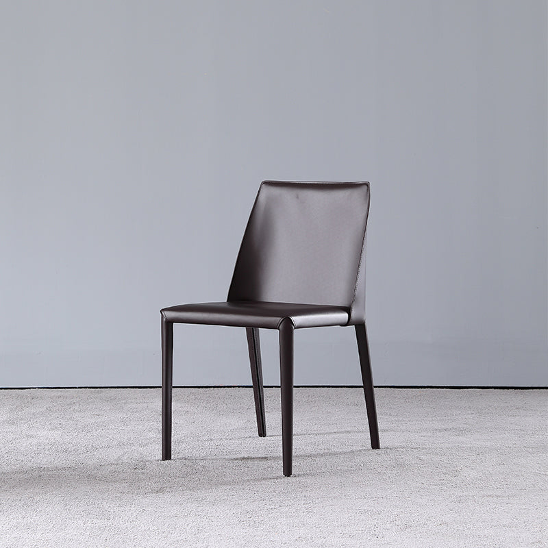 Minimalist Armless Solid Back Chair for Home Use Leather Dining Side Chair Black 1 Piece Clearhalo 'Dining Chairs' 'Dining Tables & Seating' 'dining_chair' 'furn' 'furn_dining_chair' 'Furniture' 'furniture_dining_chair' 'Kitchen & Dining Furniture' 4901254