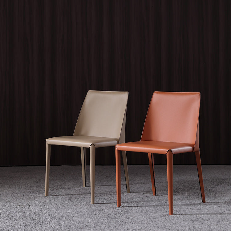 Minimalist Armless Solid Back Chair for Home Use Leather Dining Side Chair Clearhalo 'Dining Chairs' 'Dining Tables & Seating' 'dining_chair' 'furn' 'furn_dining_chair' 'Furniture' 'furniture_dining_chair' 'Kitchen & Dining Furniture' 4901255