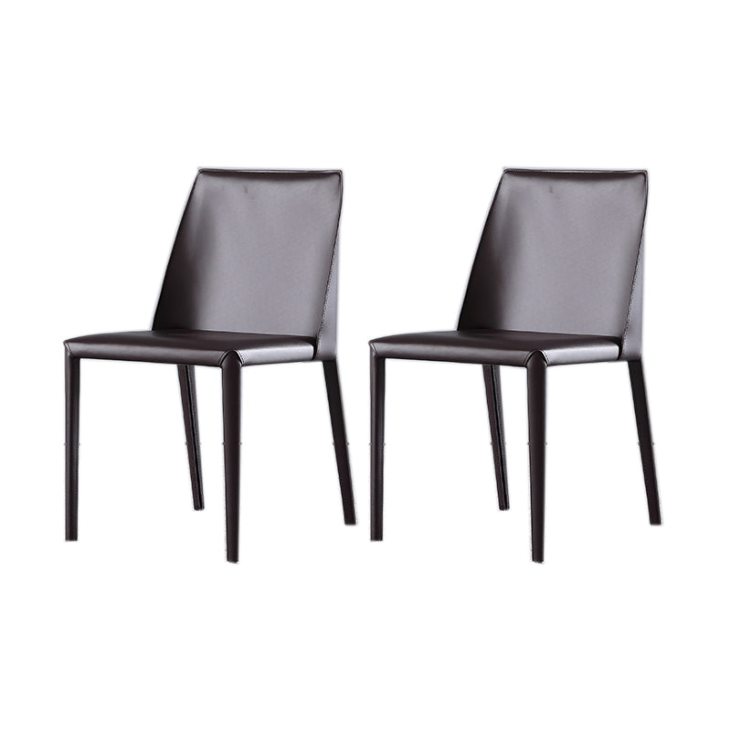 Minimalist Armless Solid Back Chair for Home Use Leather Dining Side Chair Black 2 Piece Set Clearhalo 'Dining Chairs' 'Dining Tables & Seating' 'dining_chair' 'furn' 'furn_dining_chair' 'Furniture' 'furniture_dining_chair' 'Kitchen & Dining Furniture' 4901257