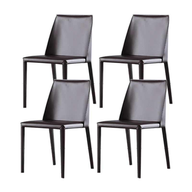 Minimalist Armless Solid Back Chair for Home Use Leather Dining Side Chair Black 4 Piece Set Clearhalo 'Dining Chairs' 'Dining Tables & Seating' 'dining_chair' 'furn' 'furn_dining_chair' 'Furniture' 'furniture_dining_chair' 'Kitchen & Dining Furniture' 4901259