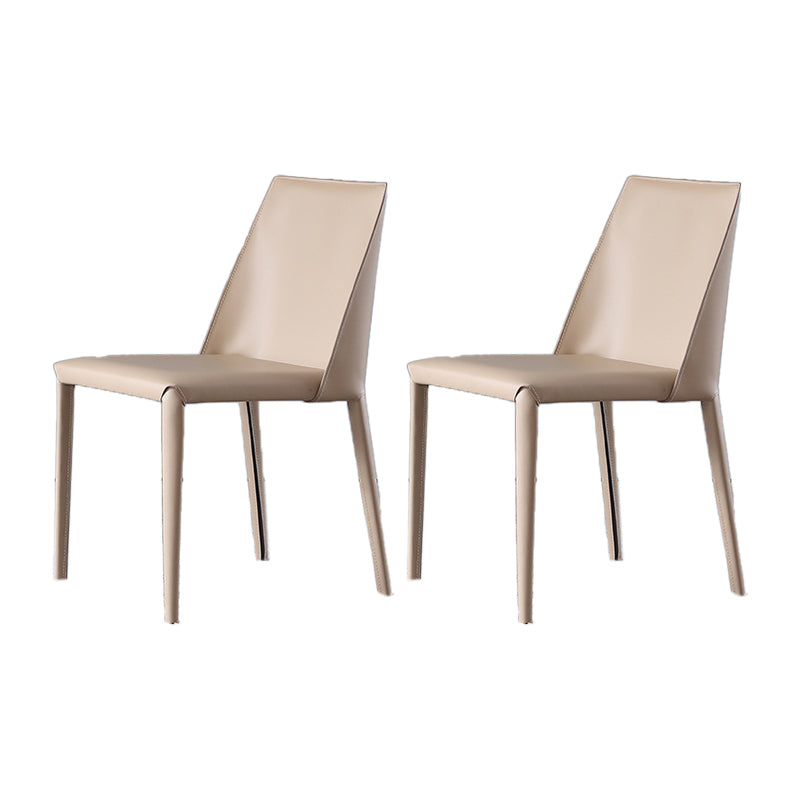 Minimalist Armless Solid Back Chair for Home Use Leather Dining Side Chair Grey 2 Piece Set Clearhalo 'Dining Chairs' 'Dining Tables & Seating' 'dining_chair' 'furn' 'furn_dining_chair' 'Furniture' 'furniture_dining_chair' 'Kitchen & Dining Furniture' 4901261