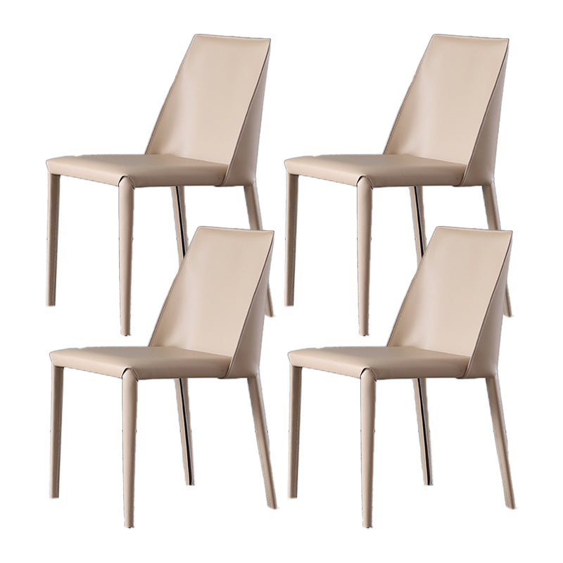 Minimalist Armless Solid Back Chair for Home Use Leather Dining Side Chair Grey 4 Piece Set Clearhalo 'Dining Chairs' 'Dining Tables & Seating' 'dining_chair' 'furn' 'furn_dining_chair' 'Furniture' 'furniture_dining_chair' 'Kitchen & Dining Furniture' 4901262