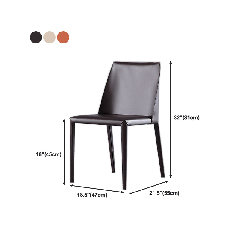 Minimalist Armless Solid Back Chair for Home Use Leather Dining Side Chair Clearhalo 'Dining Chairs' 'Dining Tables & Seating' 'dining_chair' 'furn' 'furn_dining_chair' 'Furniture' 'furniture_dining_chair' 'Kitchen & Dining Furniture' 4901274