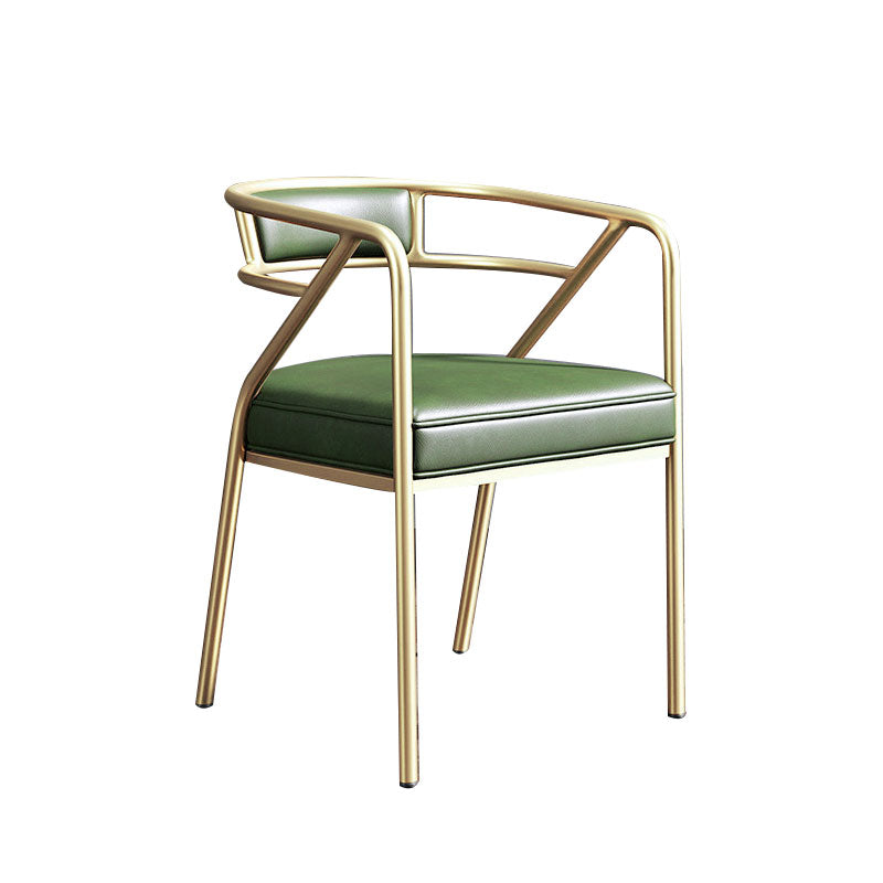 Nordic Design Faux Leather Side Chair Open Back Dining Side Chairs Green 1 Piece Brass Gold Clearhalo 'Dining Chairs' 'Dining Tables & Seating' 'dining_chair' 'furn' 'furn_dining_chair' 'Furniture' 'furniture_dining_chair' 'Kitchen & Dining Furniture' 4901277