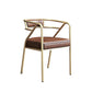 Nordic Design Faux Leather Side Chair Open Back Dining Side Chairs Brown 1 Piece Brass Gold Clearhalo 'Dining Chairs' 'Dining Tables & Seating' 'dining_chair' 'furn' 'furn_dining_chair' 'Furniture' 'furniture_dining_chair' 'Kitchen & Dining Furniture' 4901279