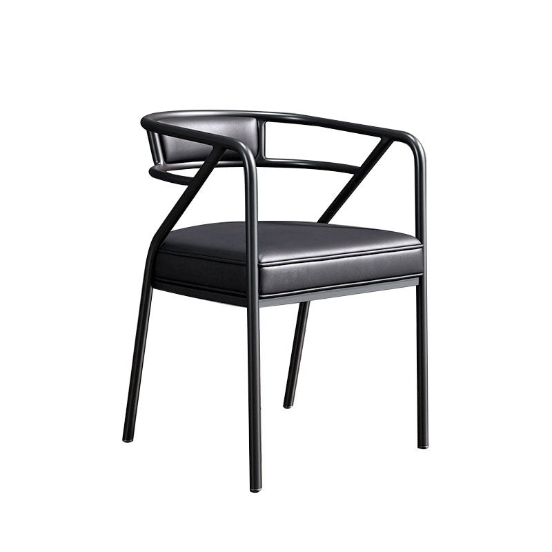 Nordic Design Faux Leather Side Chair Open Back Dining Side Chairs Black 1 Piece Black Clearhalo 'Dining Chairs' 'Dining Tables & Seating' 'dining_chair' 'furn' 'furn_dining_chair' 'Furniture' 'furniture_dining_chair' 'Kitchen & Dining Furniture' 4901281
