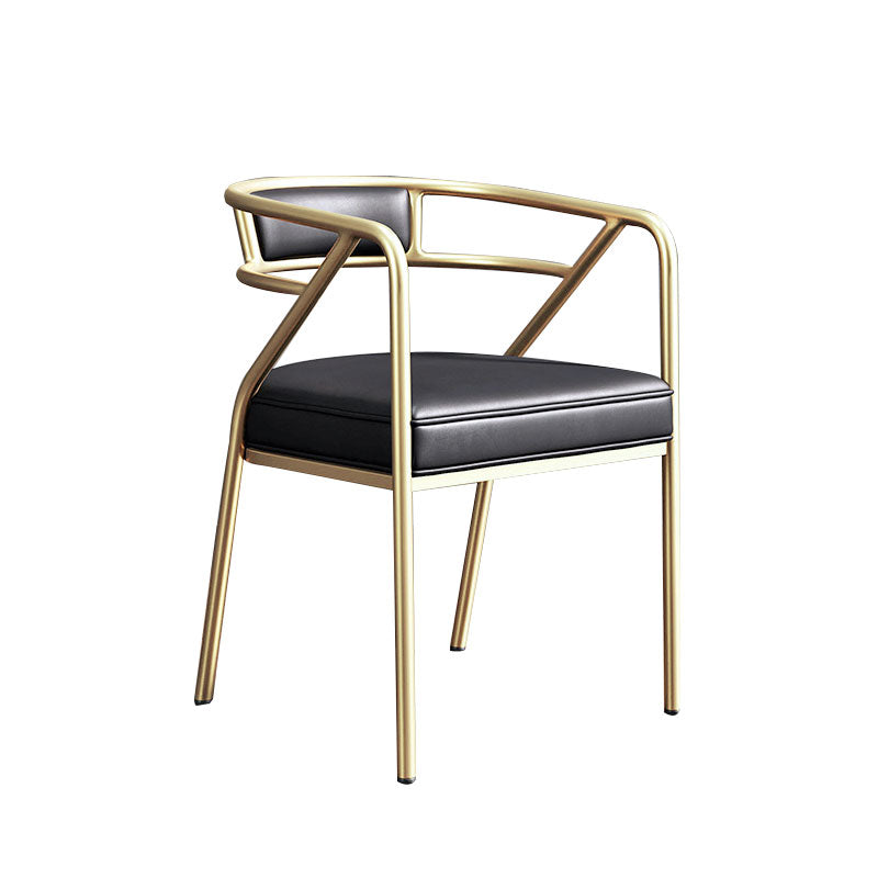 Nordic Design Faux Leather Side Chair Open Back Dining Side Chairs Black 1 Piece Brass Gold Clearhalo 'Dining Chairs' 'Dining Tables & Seating' 'dining_chair' 'furn' 'furn_dining_chair' 'Furniture' 'furniture_dining_chair' 'Kitchen & Dining Furniture' 4901283