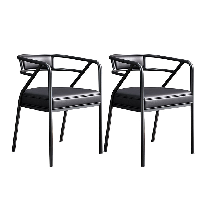 Nordic Design Faux Leather Side Chair Open Back Dining Side Chairs Black 2 Piece Set Black Clearhalo 'Dining Chairs' 'Dining Tables & Seating' 'dining_chair' 'furn' 'furn_dining_chair' 'Furniture' 'furniture_dining_chair' 'Kitchen & Dining Furniture' 4901286