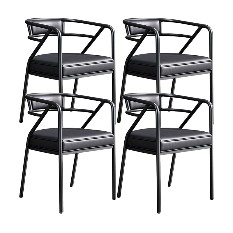 Nordic Design Faux Leather Side Chair Open Back Dining Side Chairs Black 4 Piece Set Black Clearhalo 'Dining Chairs' 'Dining Tables & Seating' 'dining_chair' 'furn' 'furn_dining_chair' 'Furniture' 'furniture_dining_chair' 'Kitchen & Dining Furniture' 4901287