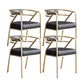 Nordic Design Faux Leather Side Chair Open Back Dining Side Chairs Black 4 Piece Set Brass Gold Clearhalo 'Dining Chairs' 'Dining Tables & Seating' 'dining_chair' 'furn' 'furn_dining_chair' 'Furniture' 'furniture_dining_chair' 'Kitchen & Dining Furniture' 4901291