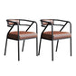 Nordic Design Faux Leather Side Chair Open Back Dining Side Chairs Brown 2 Piece Set Black Clearhalo 'Dining Chairs' 'Dining Tables & Seating' 'dining_chair' 'furn' 'furn_dining_chair' 'Furniture' 'furniture_dining_chair' 'Kitchen & Dining Furniture' 4901292